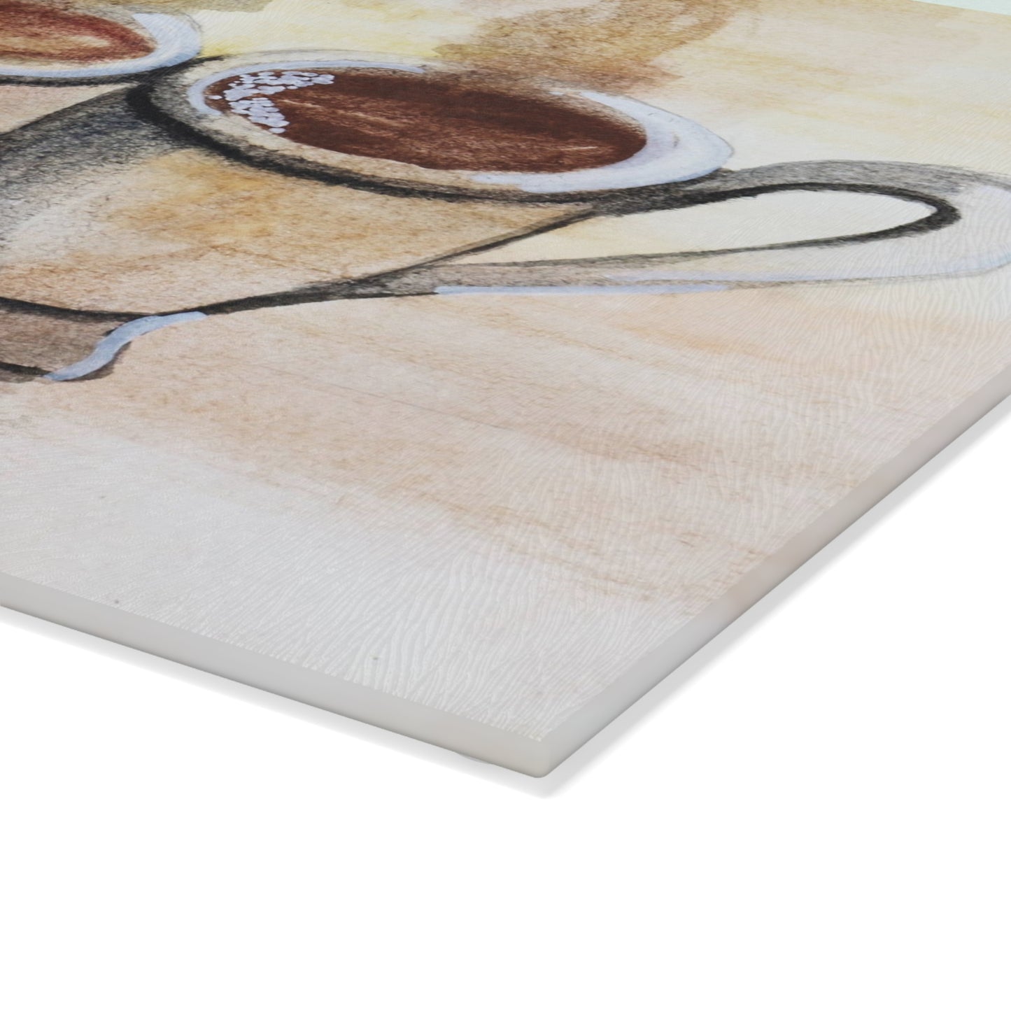 Glass Cutting Board Two Cups, One Heart