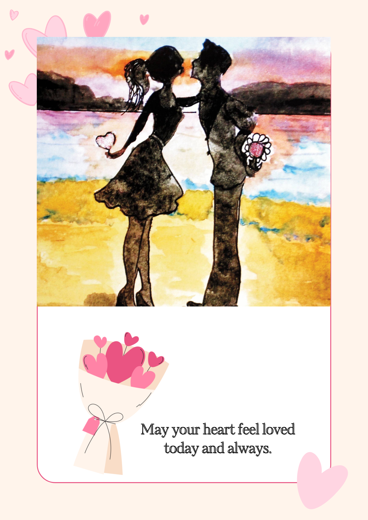 Hearts & Roses Valentine's Card